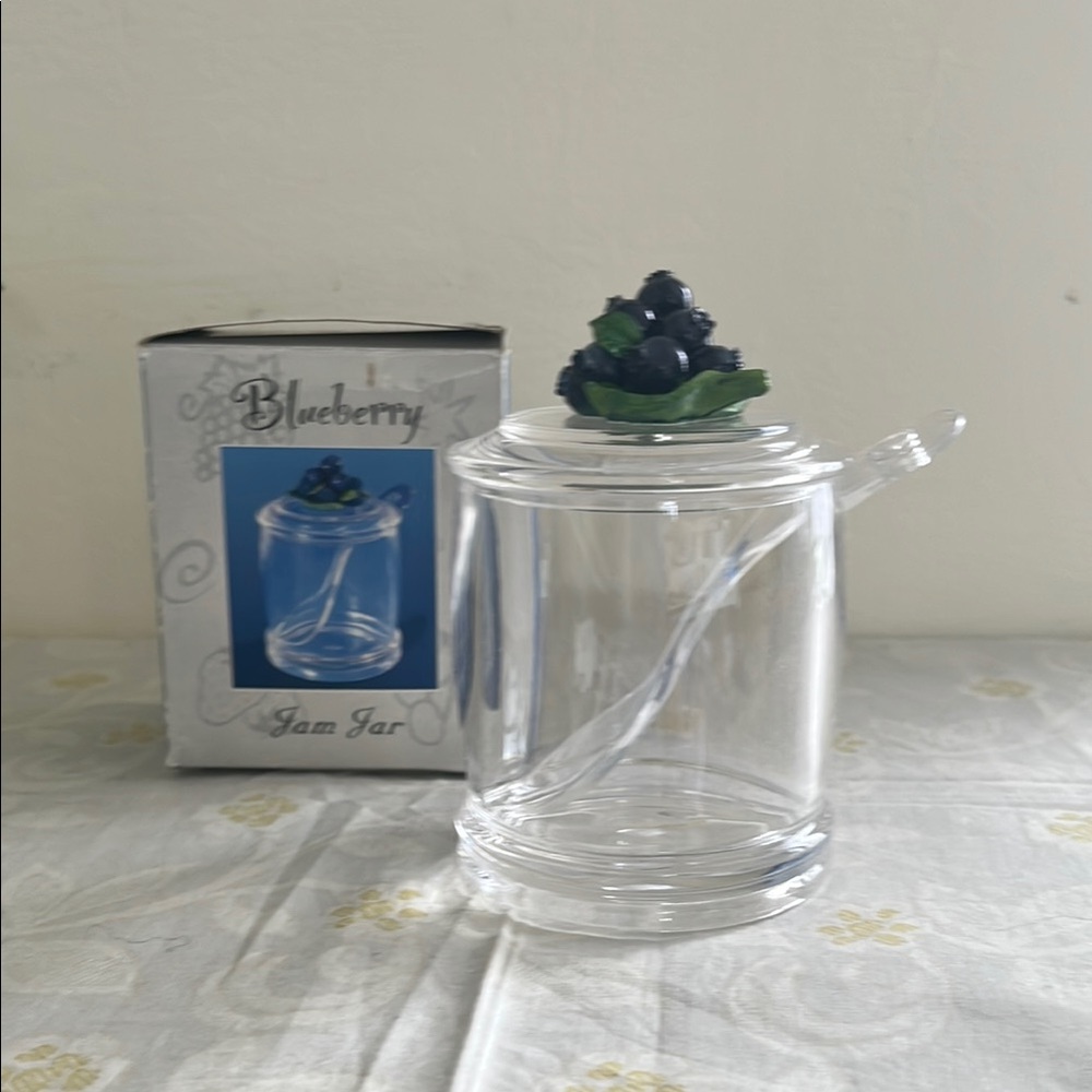 Clear plastic Jam Jar with Blueberry Lid